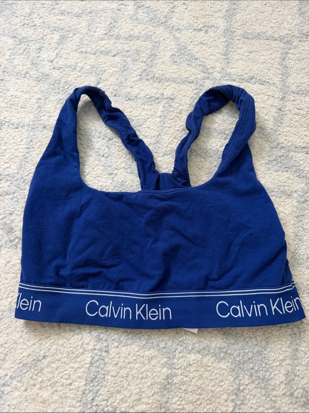 Calvin Klein Girls Royal Blue Logo Band Swim Top